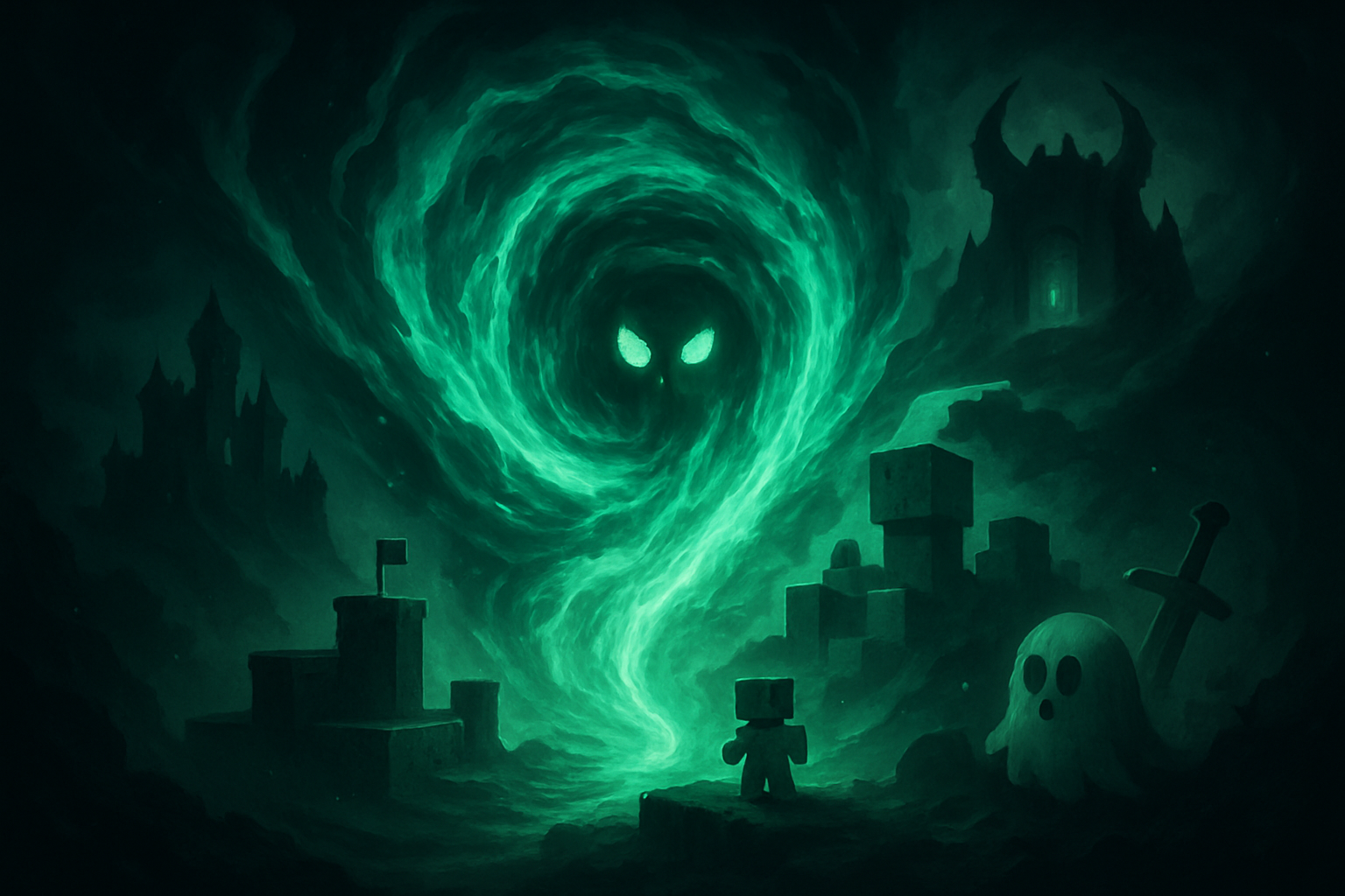 Weitere Spiele — Abstract gaming portal with ghost green energy vortex